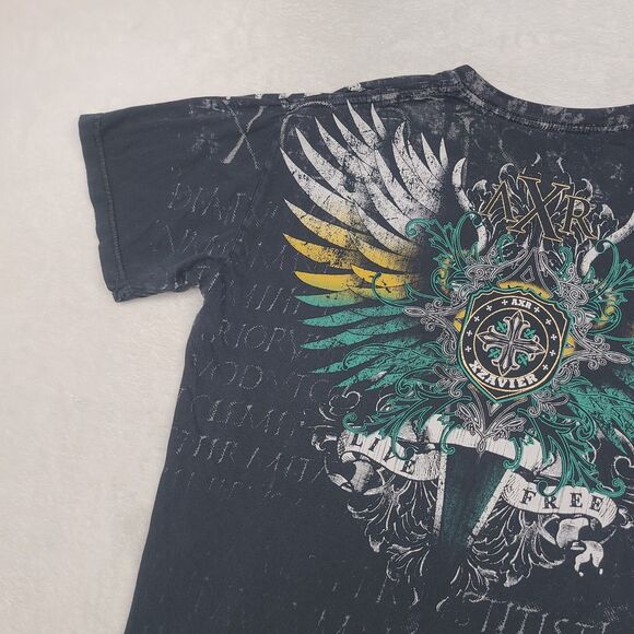 Vintage Xzavier T Shirt Scripts Crosswing Goth Grunge Y2K Shirt Size Large - Picture 5 of 14